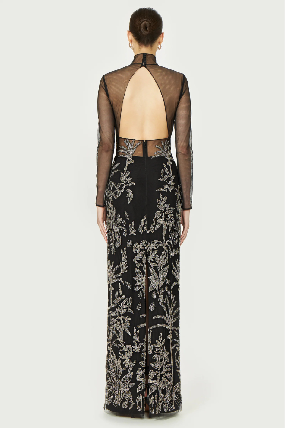 Marcella Tulle High-Neck Gown