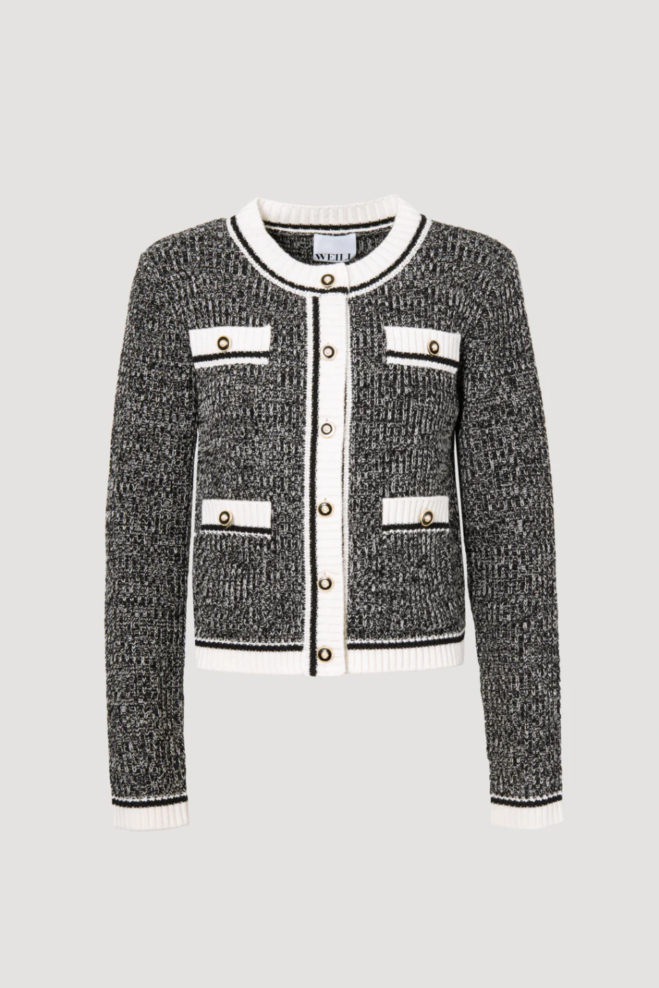 Cropped Cardigan with Patch Pockets