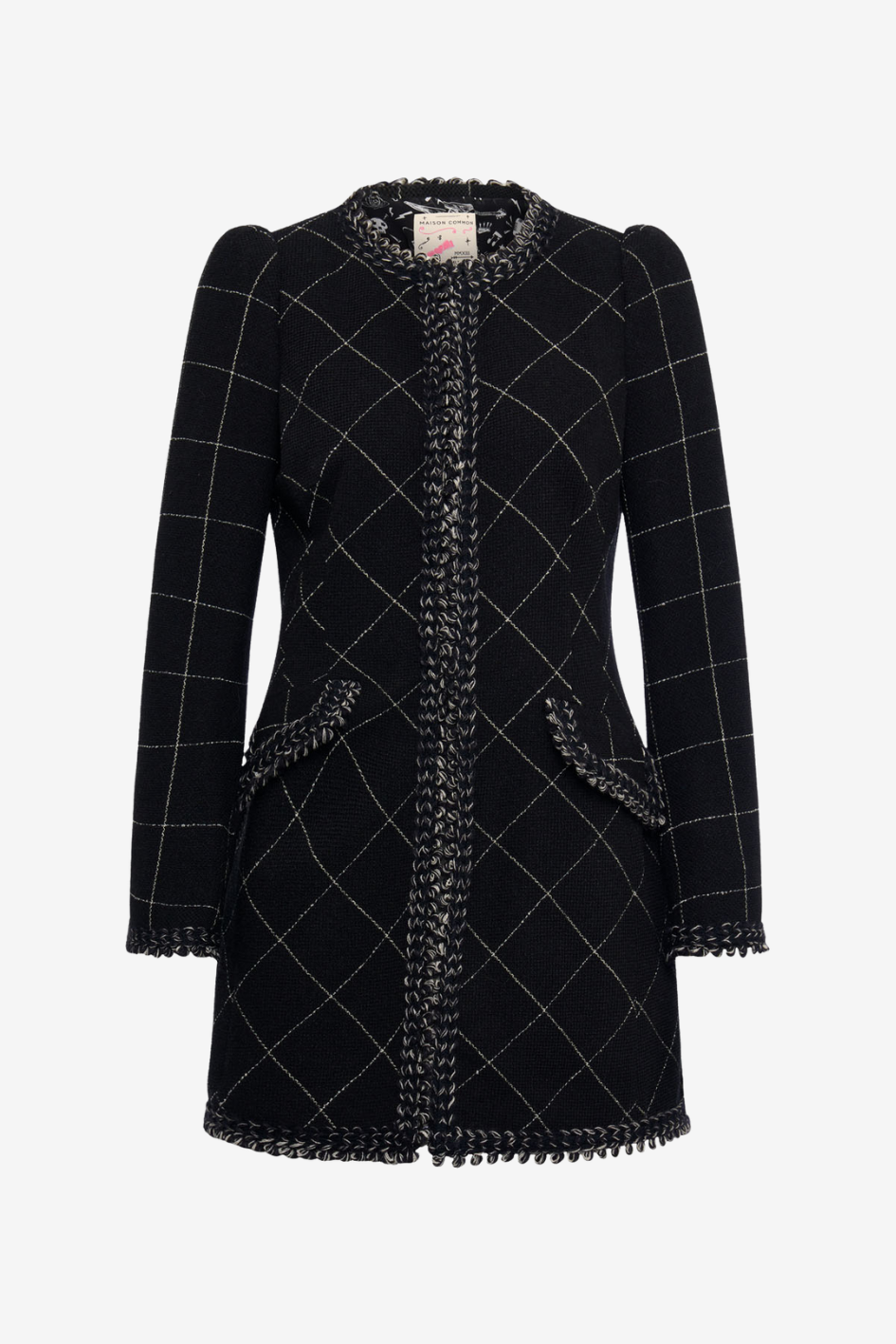 Mid-Length Coat with Concealed Placket and Collar Detail