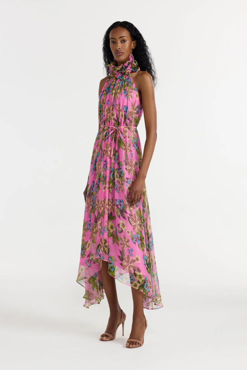 Iris Ruffle Dress in Fiori Peony