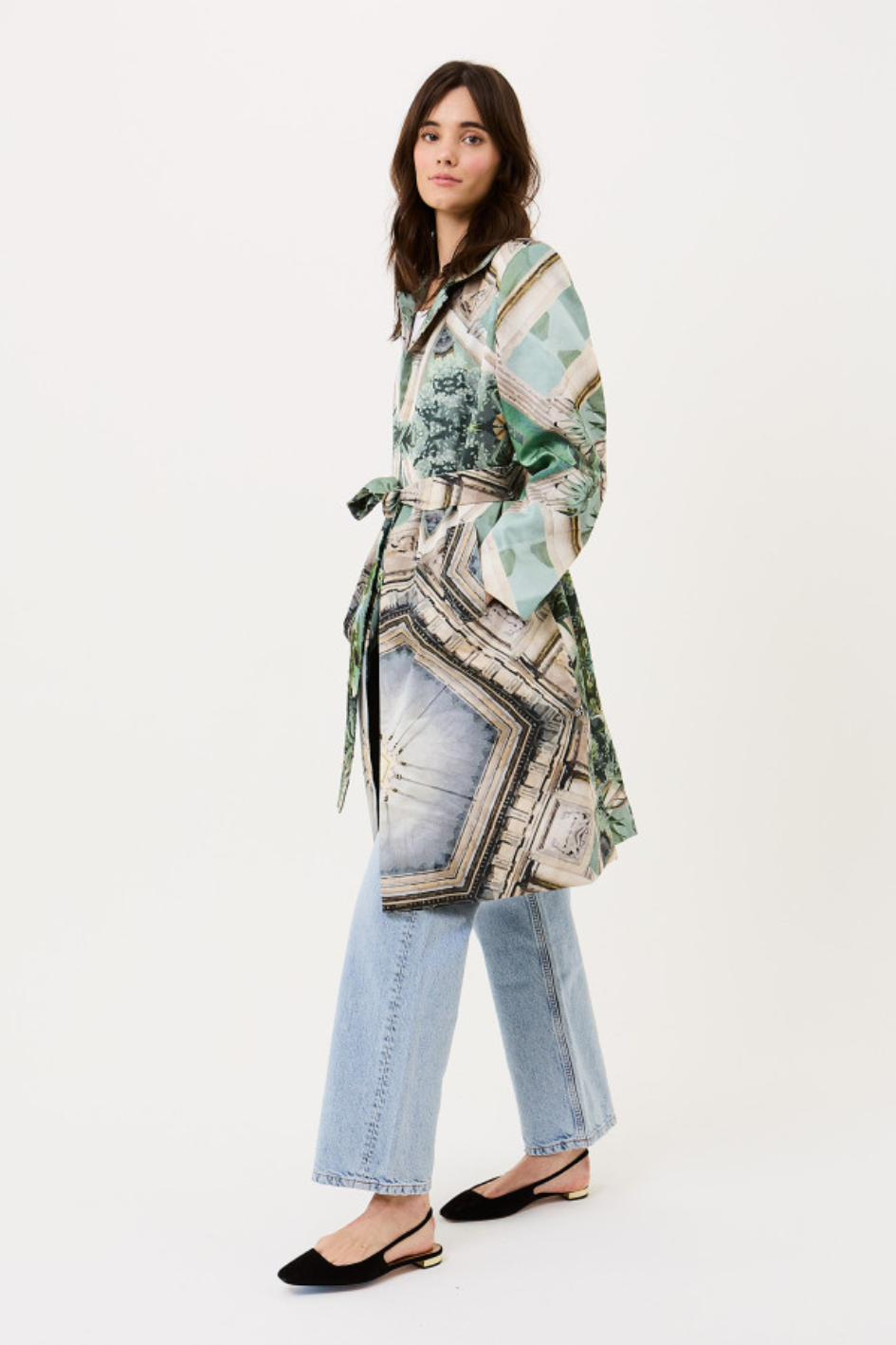 Palm and Prism Trench Coat