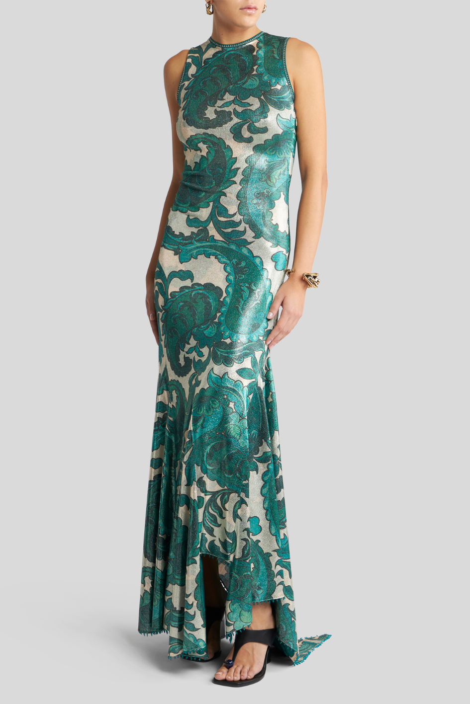 Metallic Green Maxi Dress