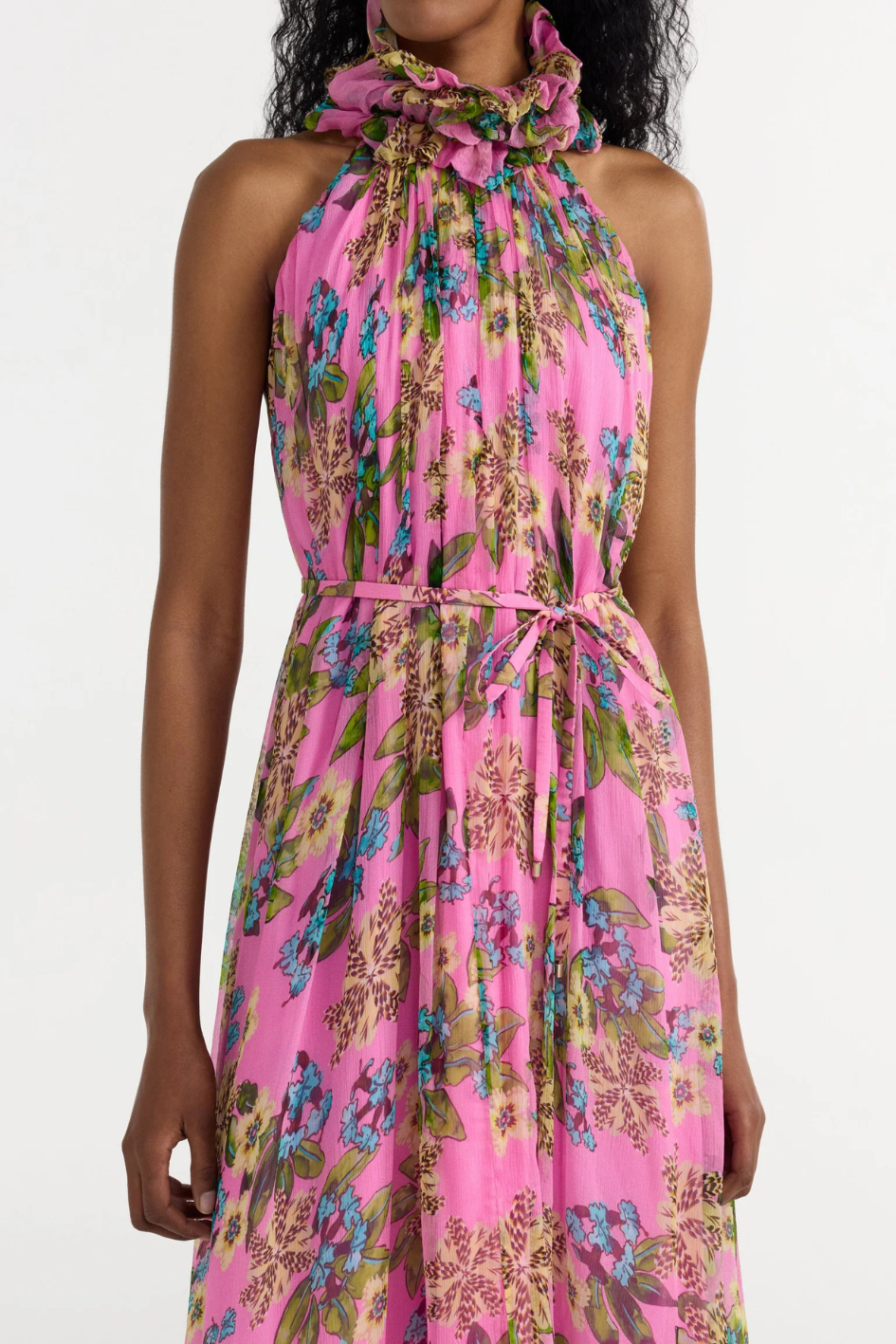 Iris Ruffle Dress in Fiori Peony