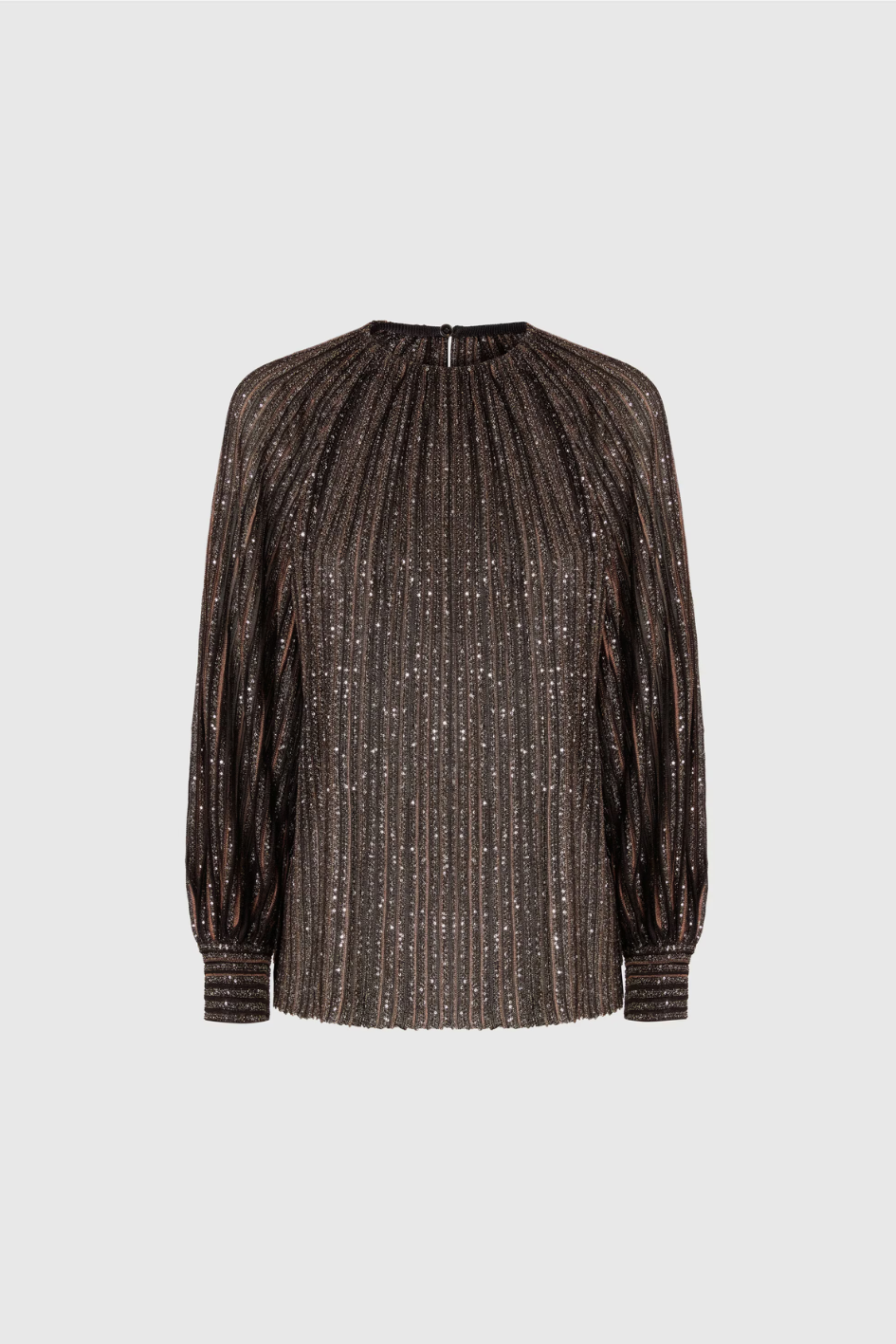 Flared Crew Neck Sweater with Lamé Stripes