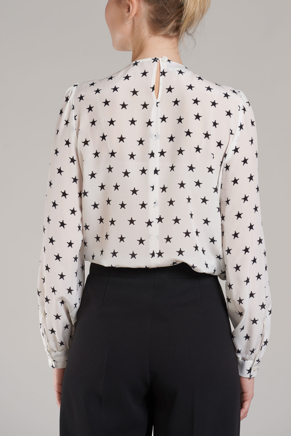 Silk Blouse long Sleeve with Star Pattern