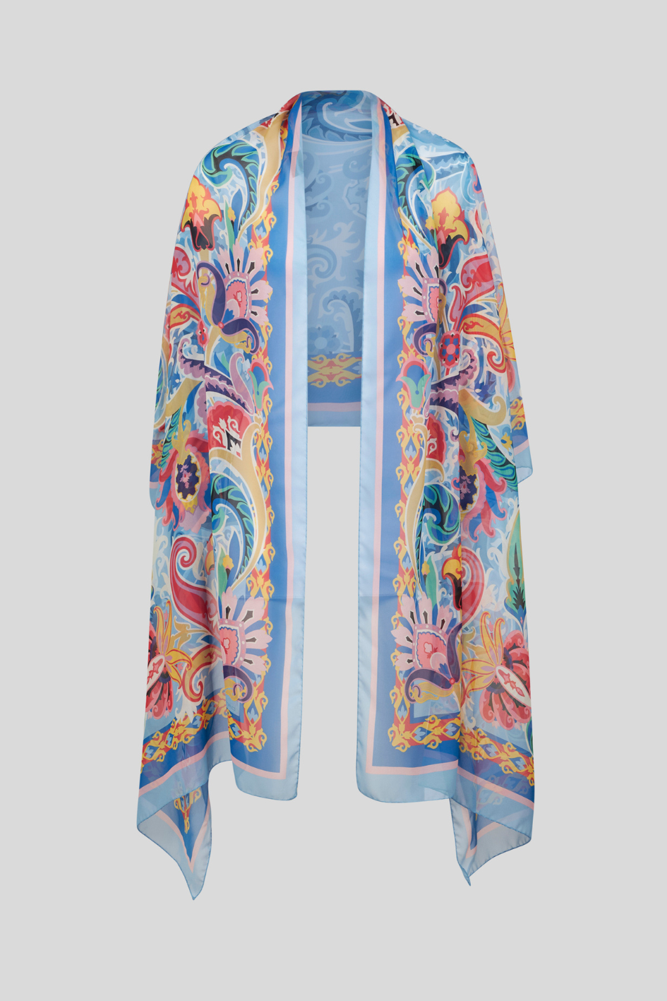 Silk Kimono with Vibrant Paisley Pattern