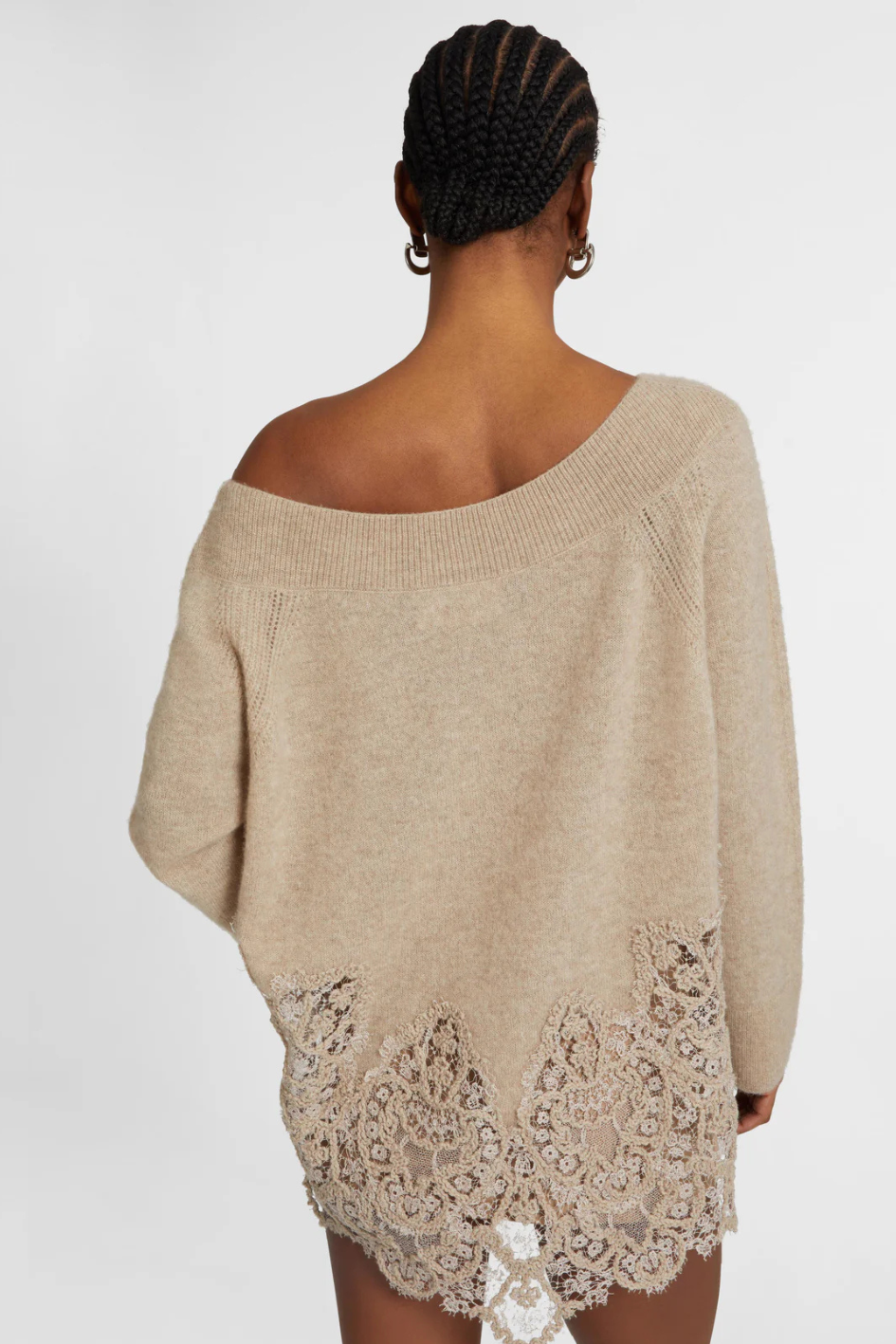 Pure cashmere sweater with wide neckline