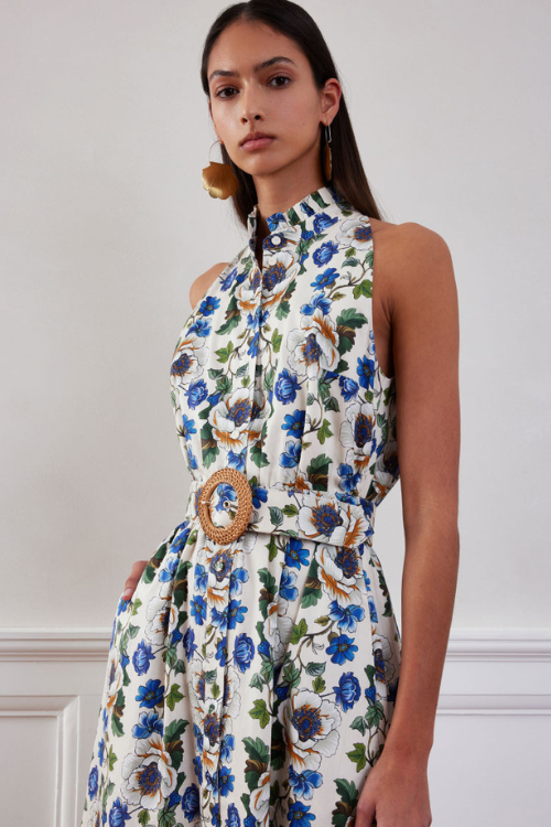 Biba Midi Dress with Belt in White