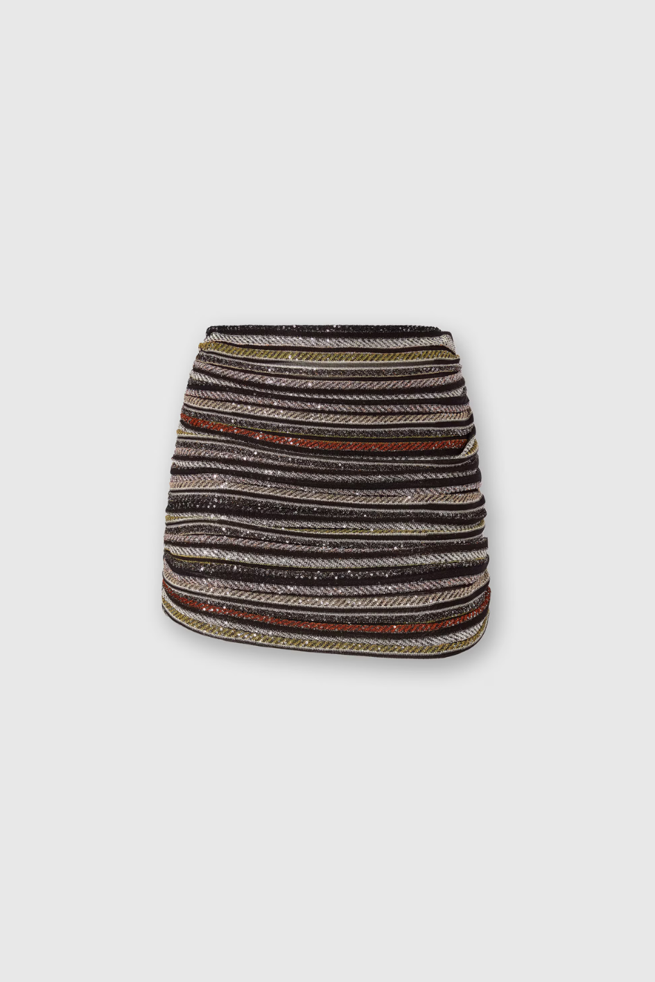 Asymmetrical Mini Skirt in Herringbone Stripe Knit