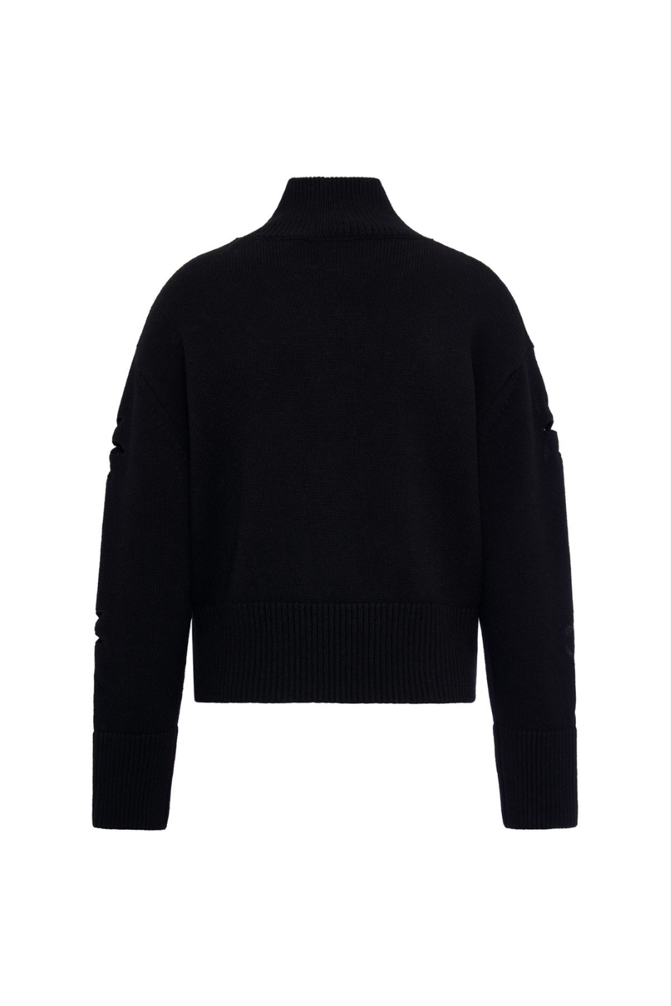 Cropped Knit Sweater with Floral Cut-Outs and Mock Neck