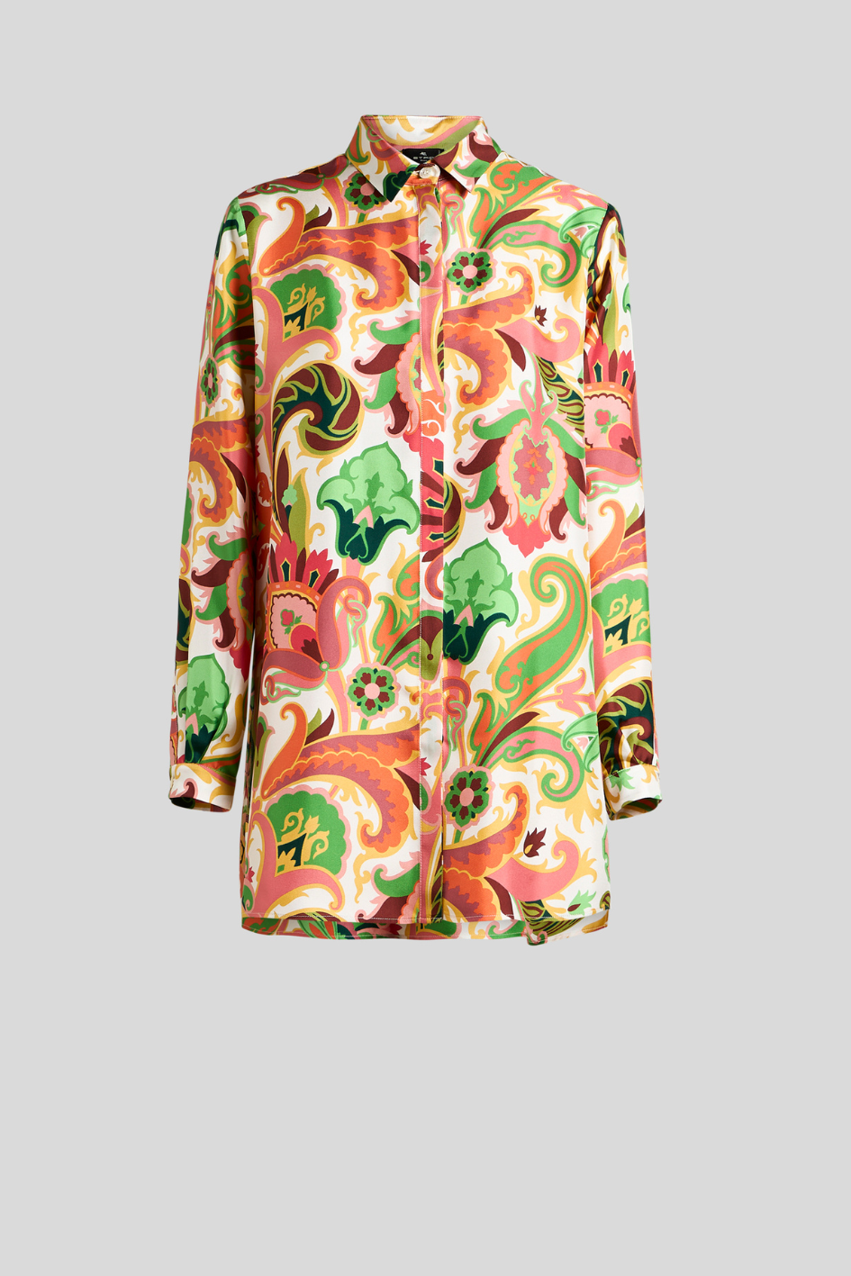 Printed Silk Long-Sleeve Shirt