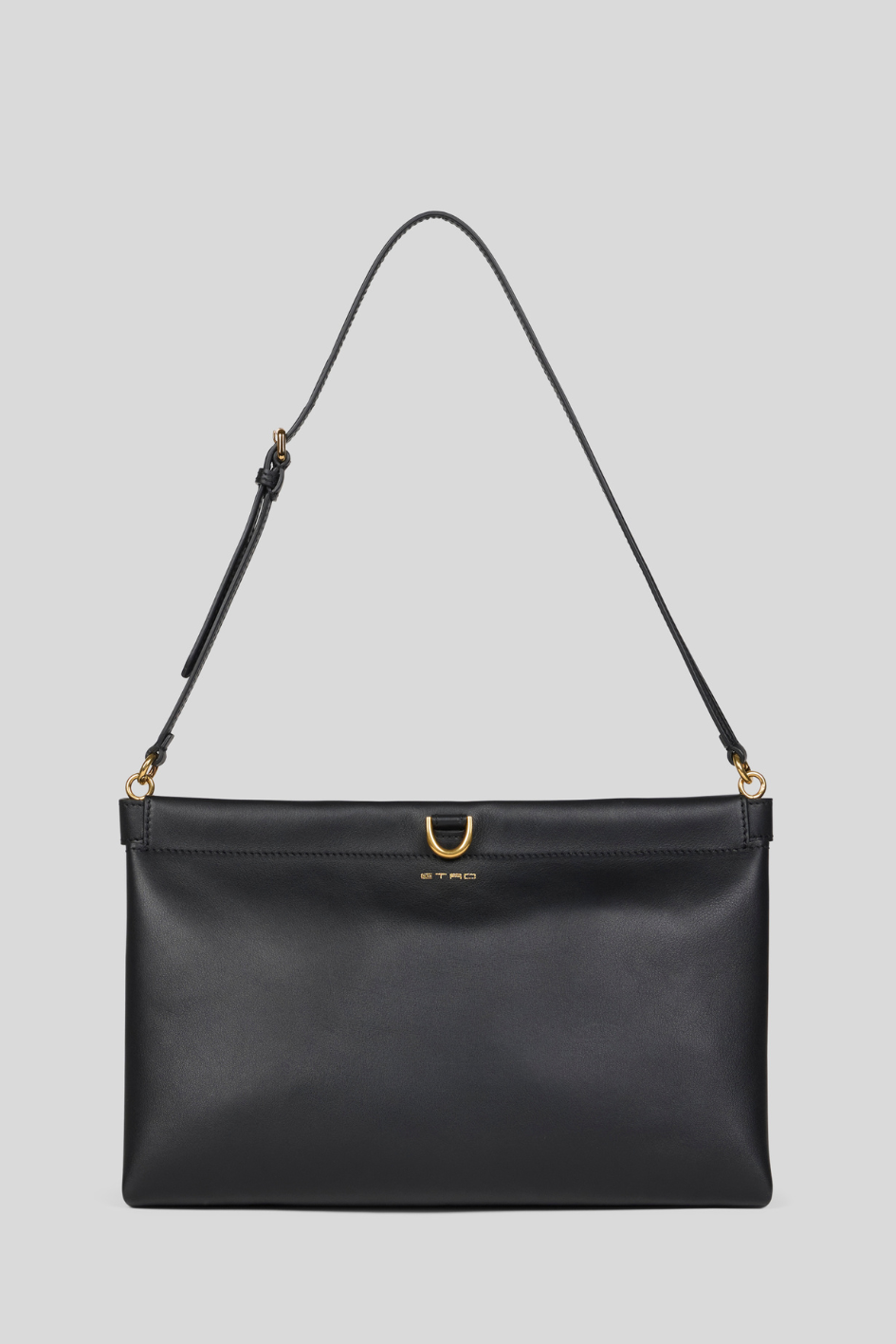 Leather Shoulder Bag with Gold Details