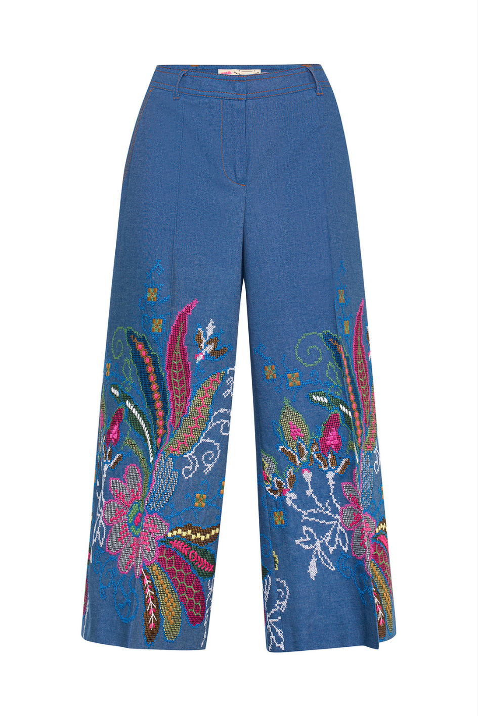 Jeans culotte with embroidery