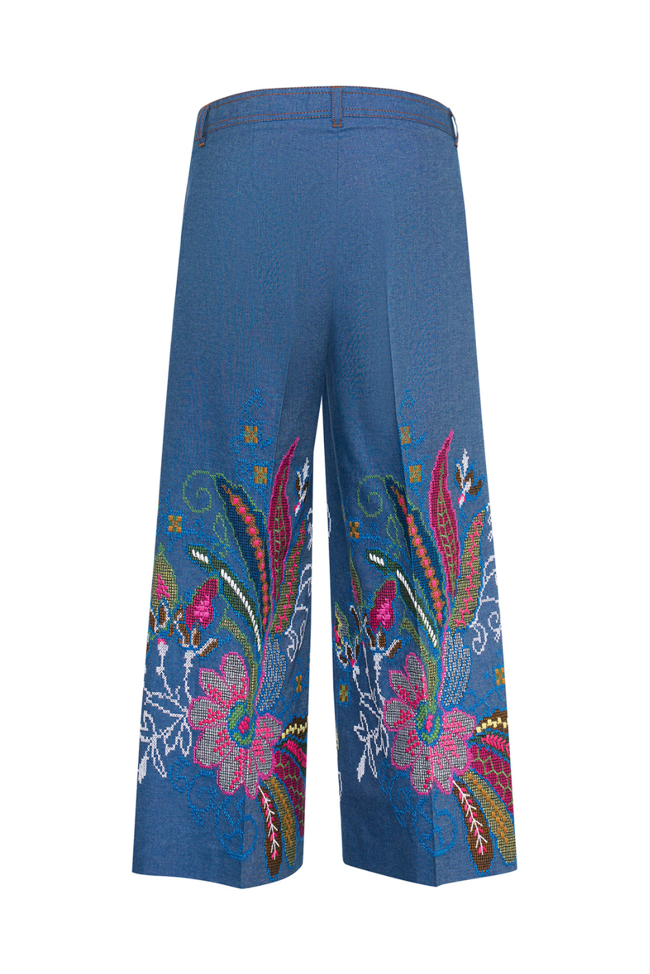 Jeans culotte with embroidery