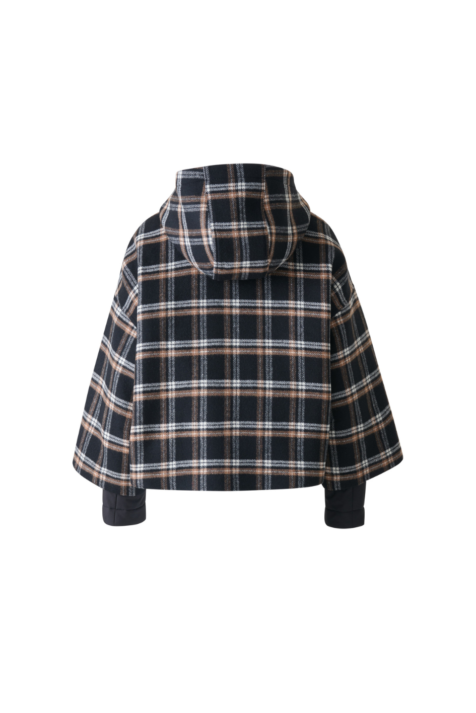 Plaid A-Line Coat with Detachable Inner Vest