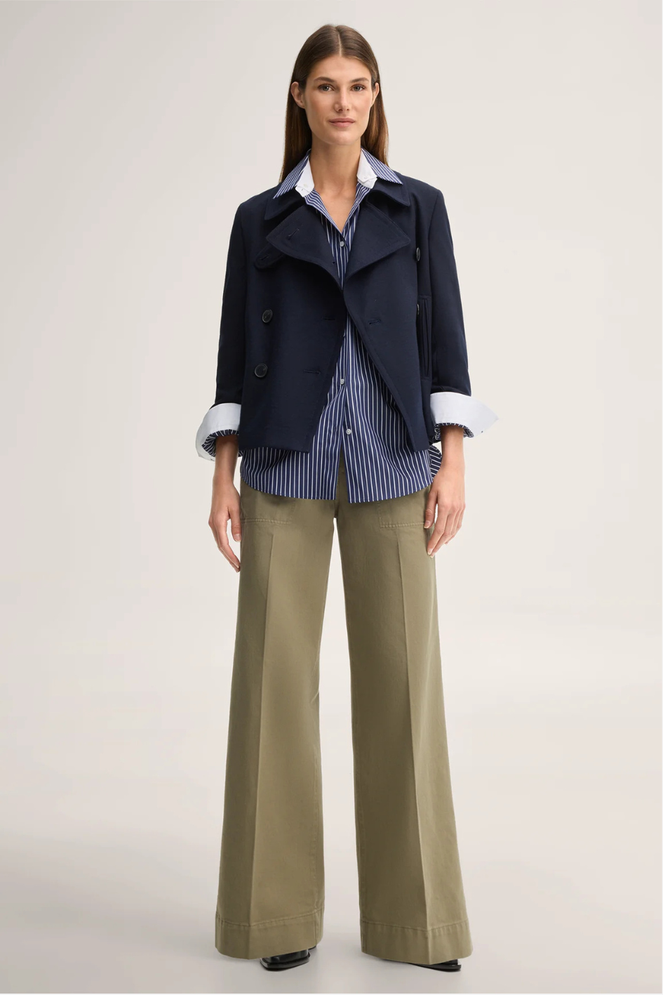Cotton Twill Marlene Cargo Pants in Olive