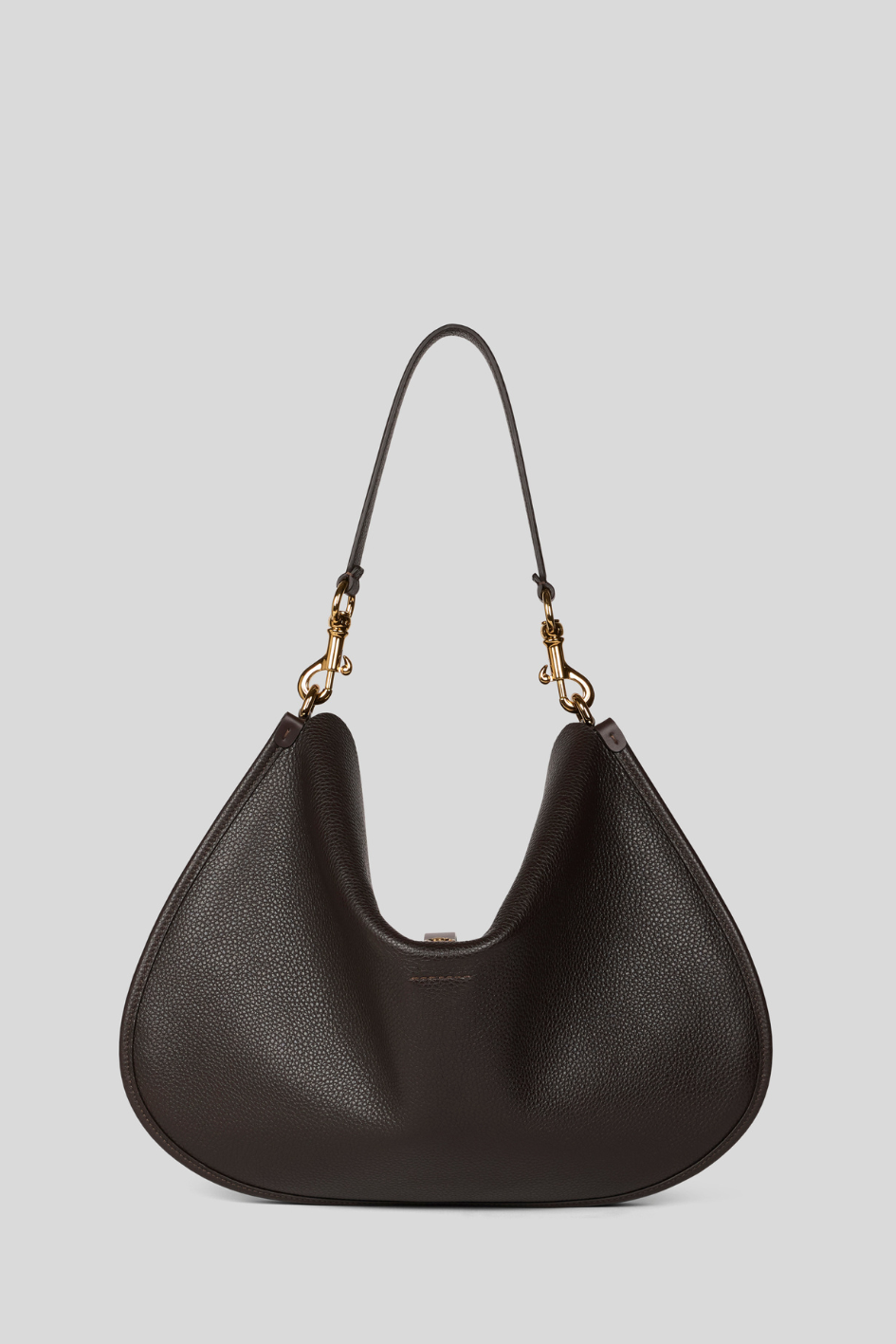 Grained Leather Hobo Bag with Buckle Detail