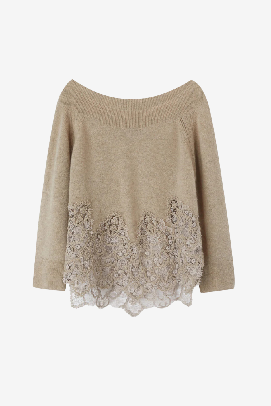 Pure cashmere sweater with wide neckline