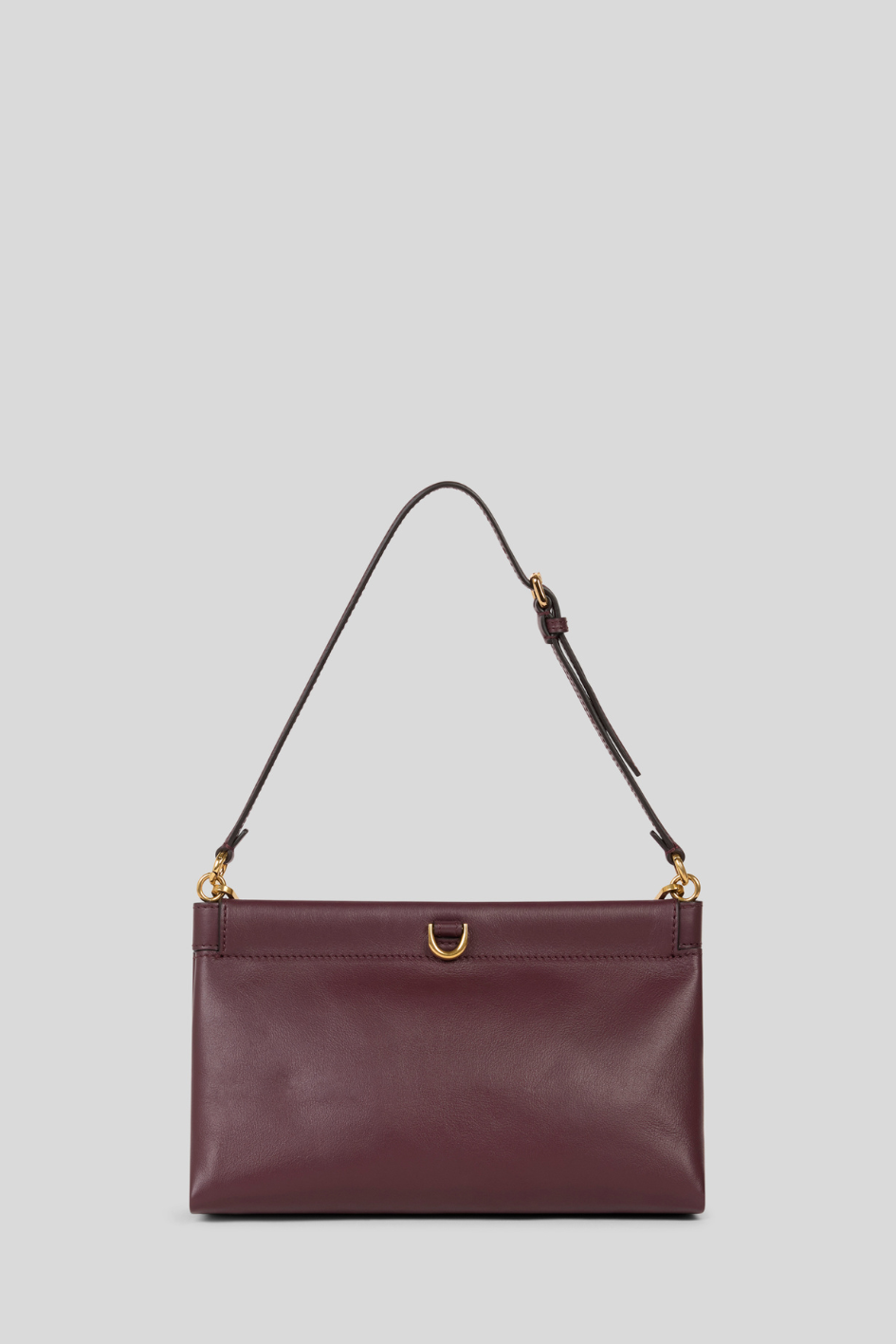 Bordeaux Leather Clutch Bag with Gold Details