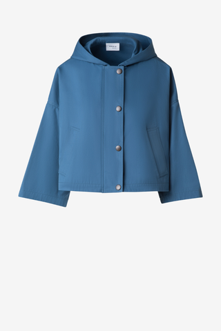 Cropped Hooded Jacket with Snap Buttons