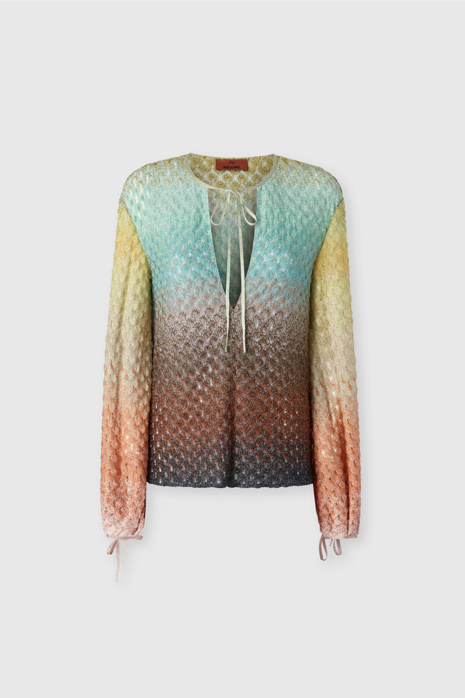 Dégradé lace blouse with V-neckline