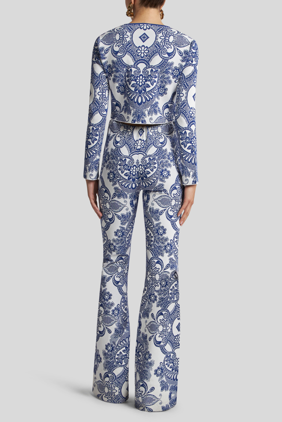 Cropped Jacket with Blue Floral Design