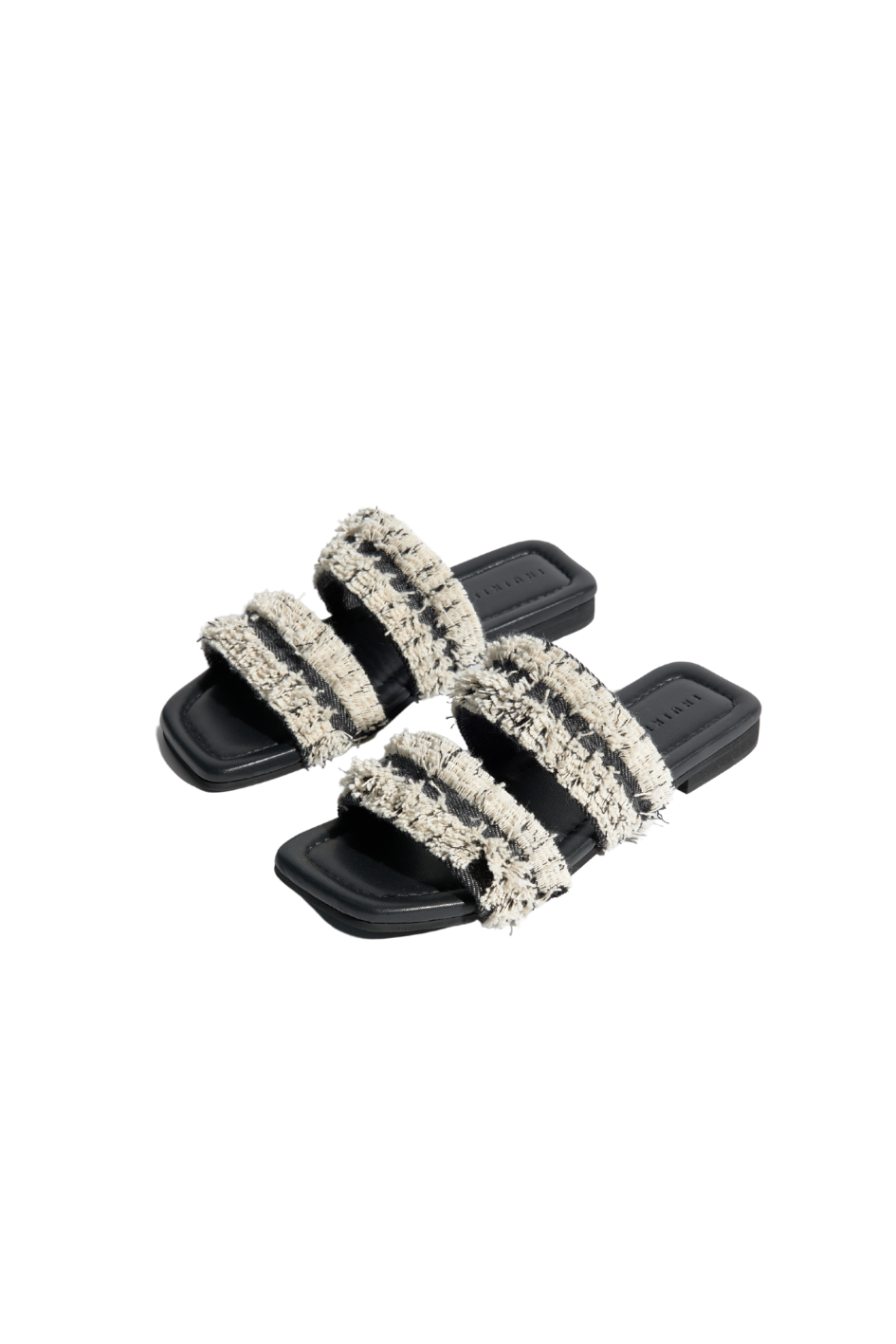 Fringes Jeans Sandal Black