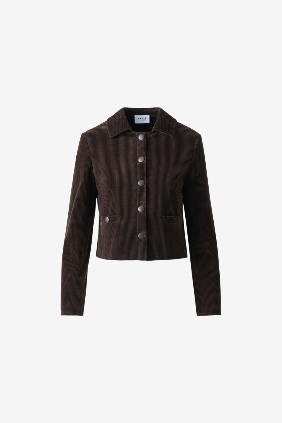 Cropped Corduroy Jacket with Shirt Collar