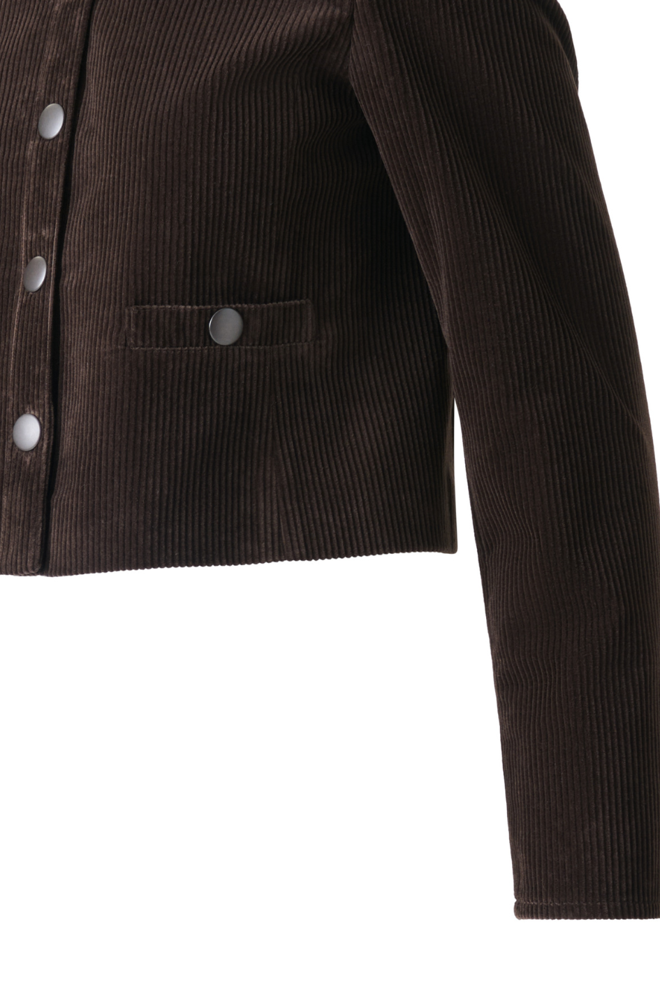 Cropped Corduroy Jacket with Shirt Collar