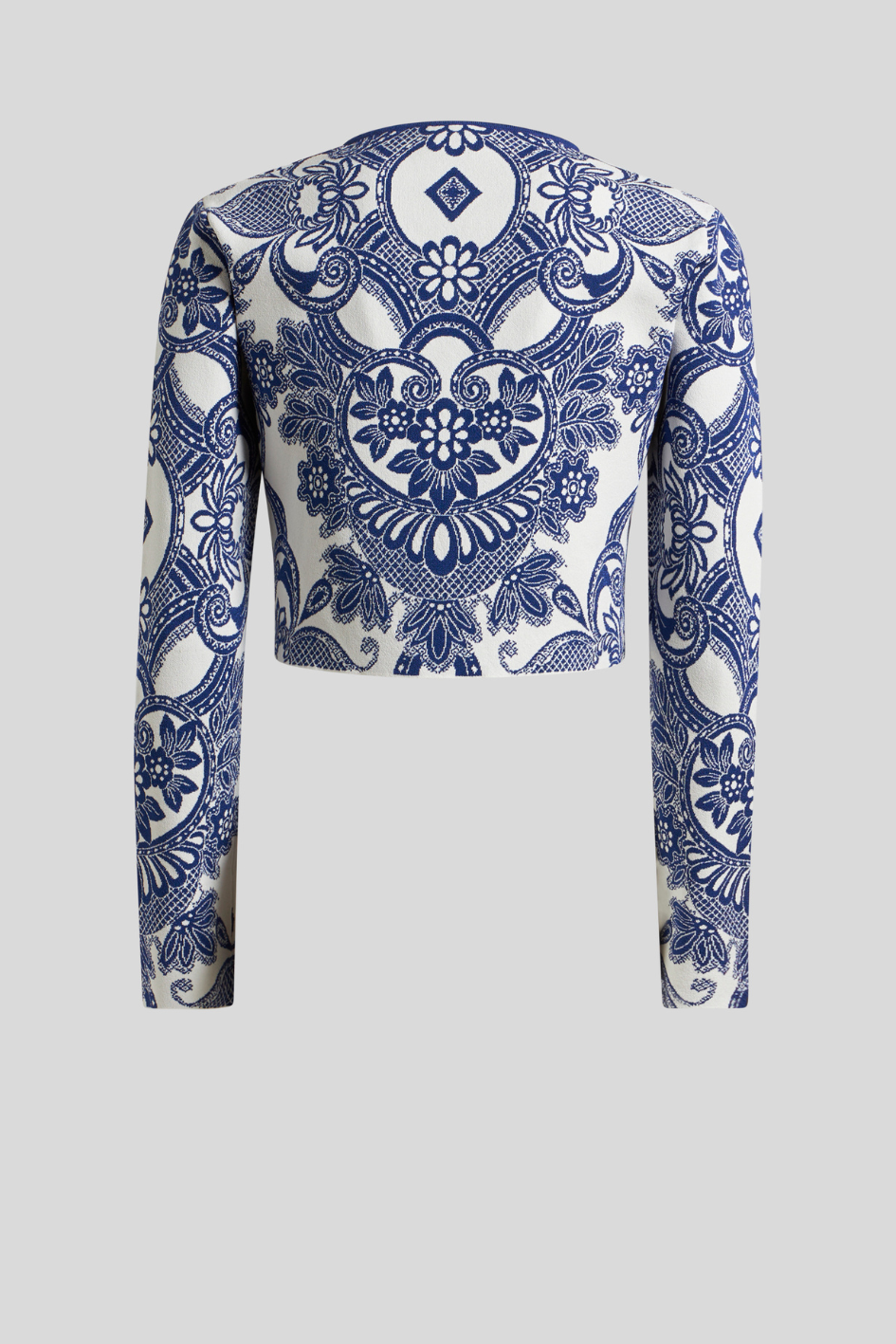 Cropped Jacket with Blue Floral Design