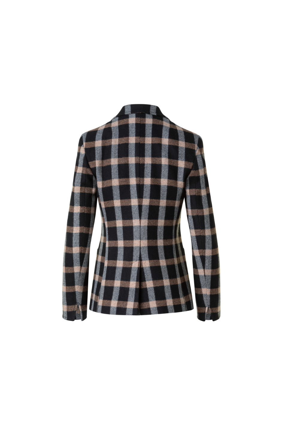 Tweed Check Blazer with Lapel Collar