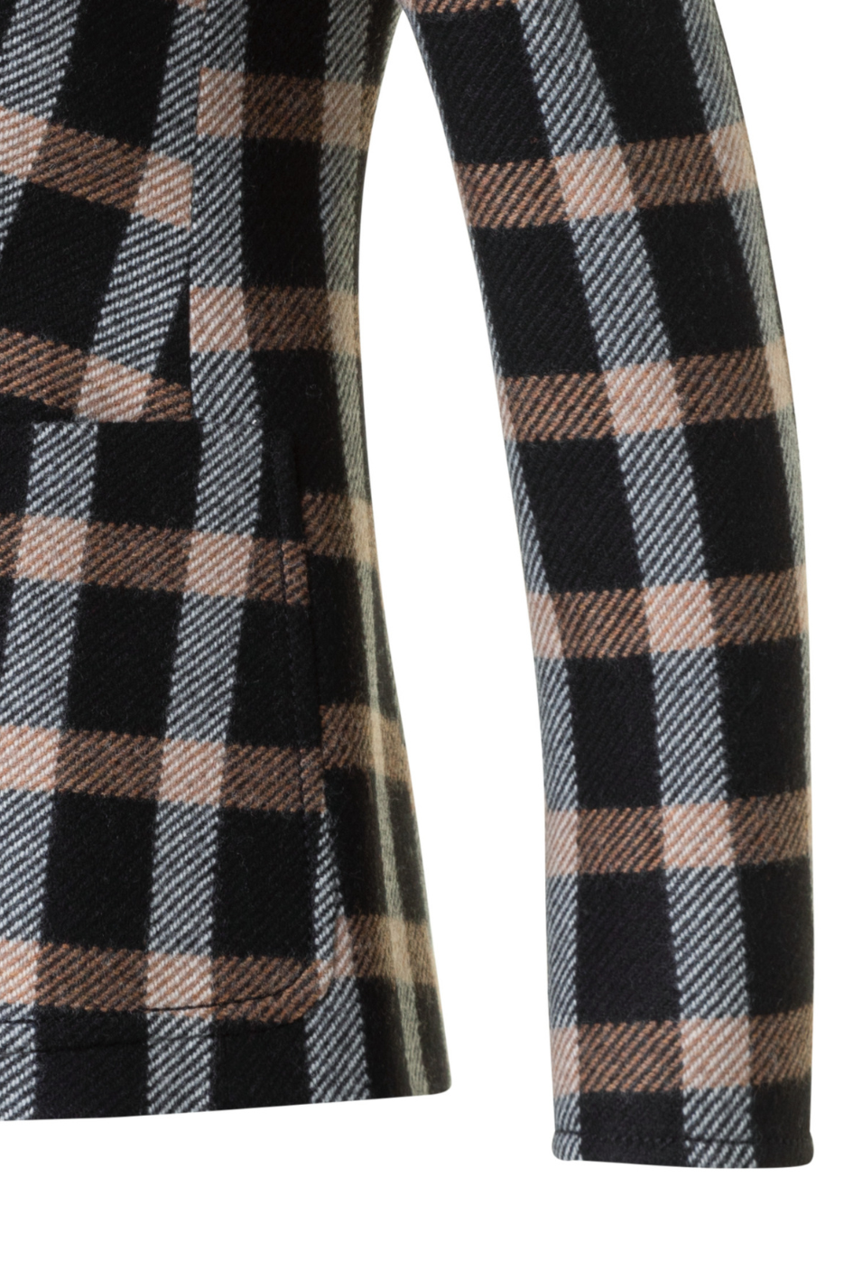 Tweed Check Blazer with Lapel Collar