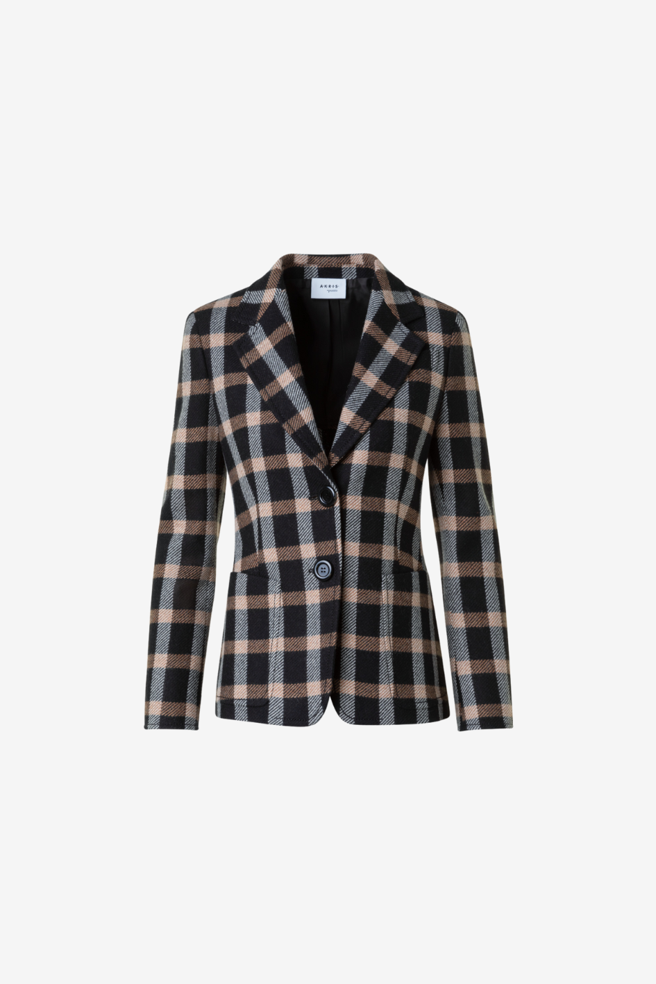 Tweed Check Blazer with Lapel Collar