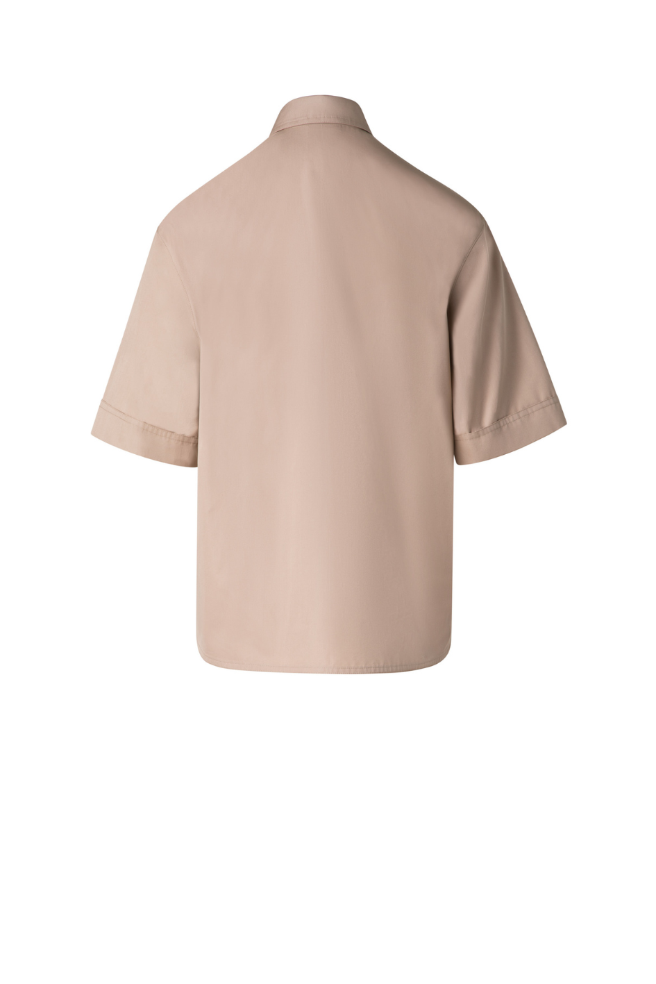 Beige Short-Sleeve Button-Up Shirt