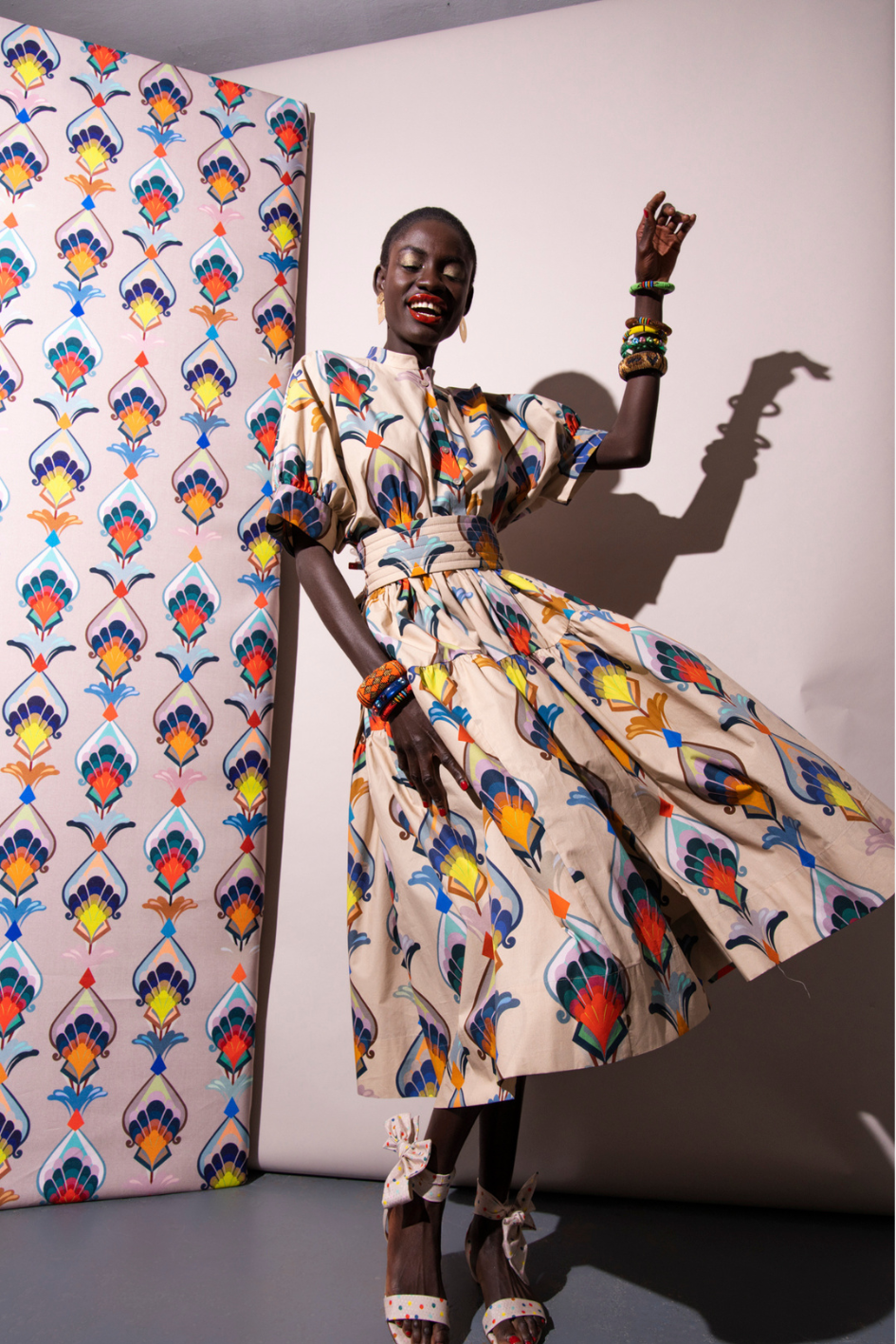 Printed Shirt Dress with Belt