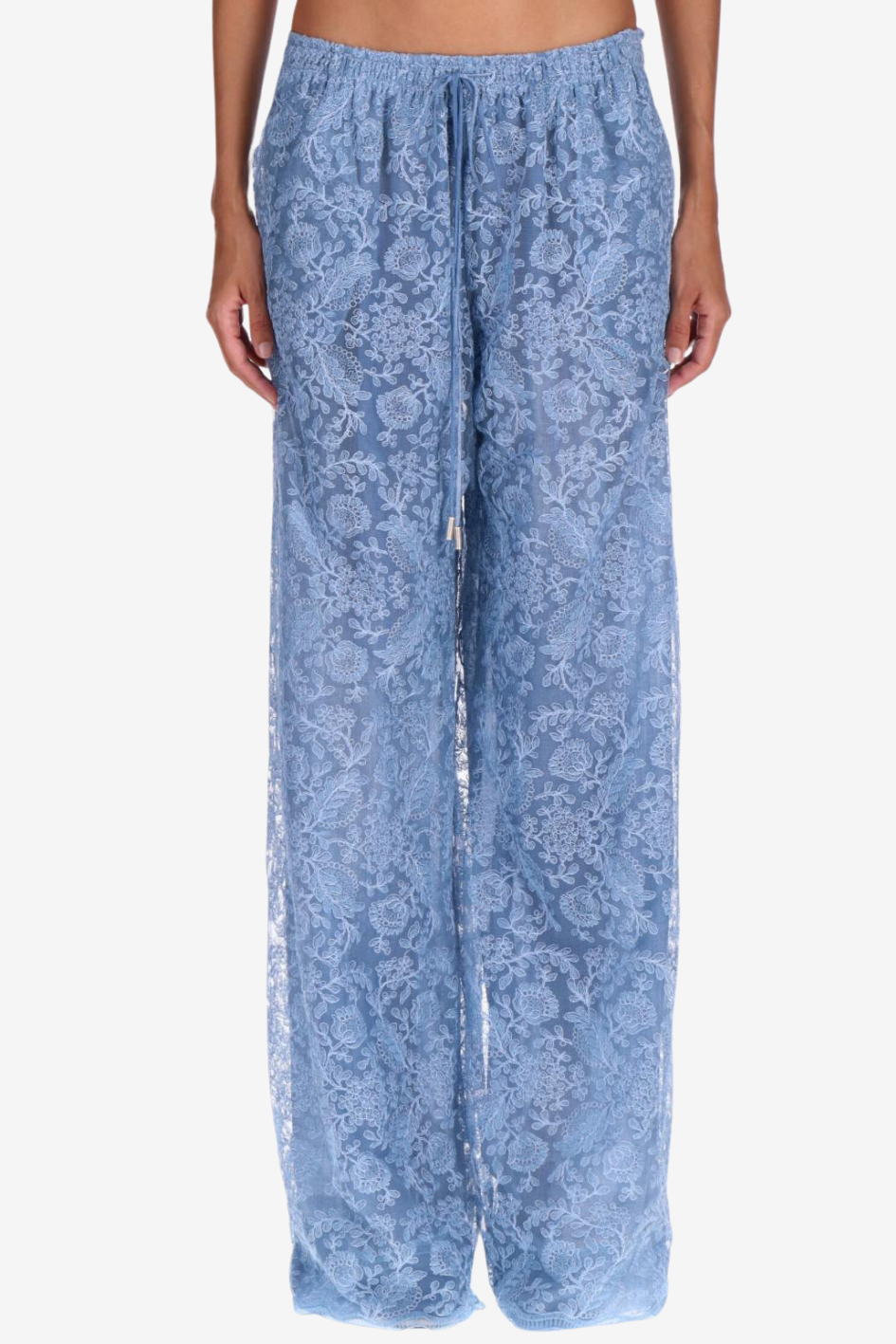 Sheer Lace Wide-Leg Pants