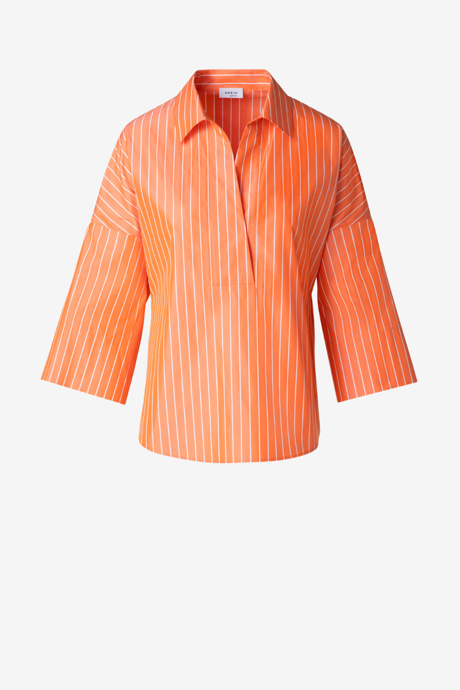 Orange Striped Blouse with Wide Sleeves