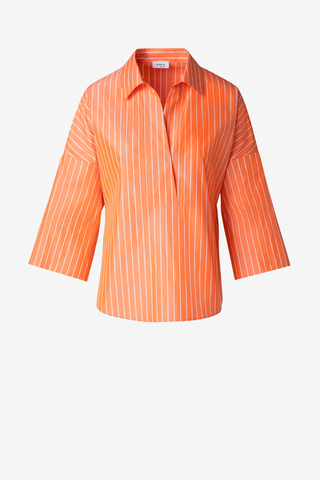 Orange Striped Blouse with Wide Sleeves