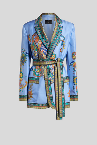 Kimono with Paisley Print and Wrap Belt