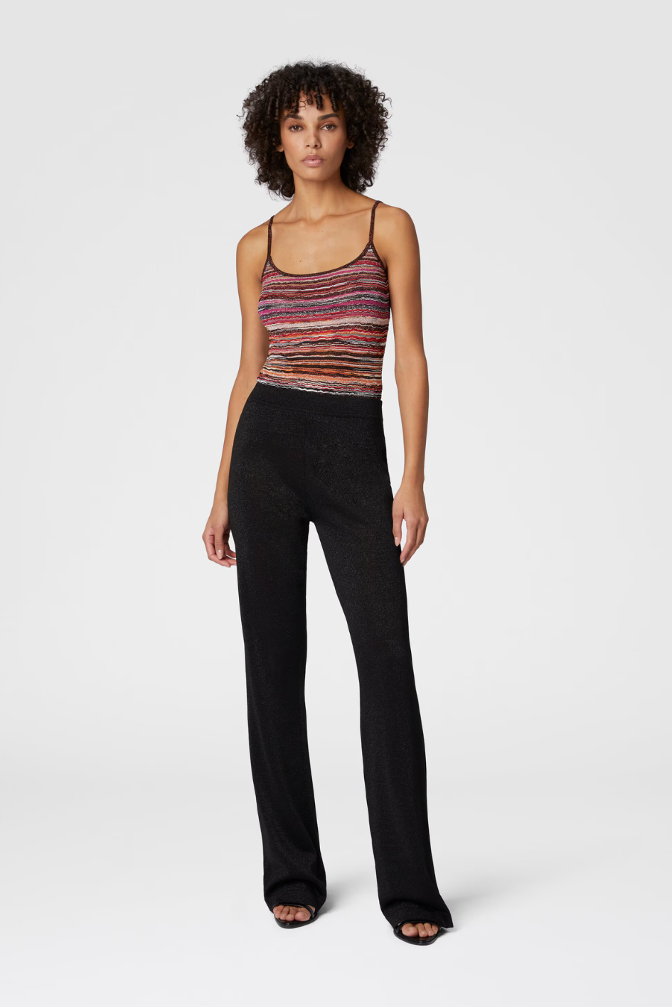 Straight trousers in lamé viscose