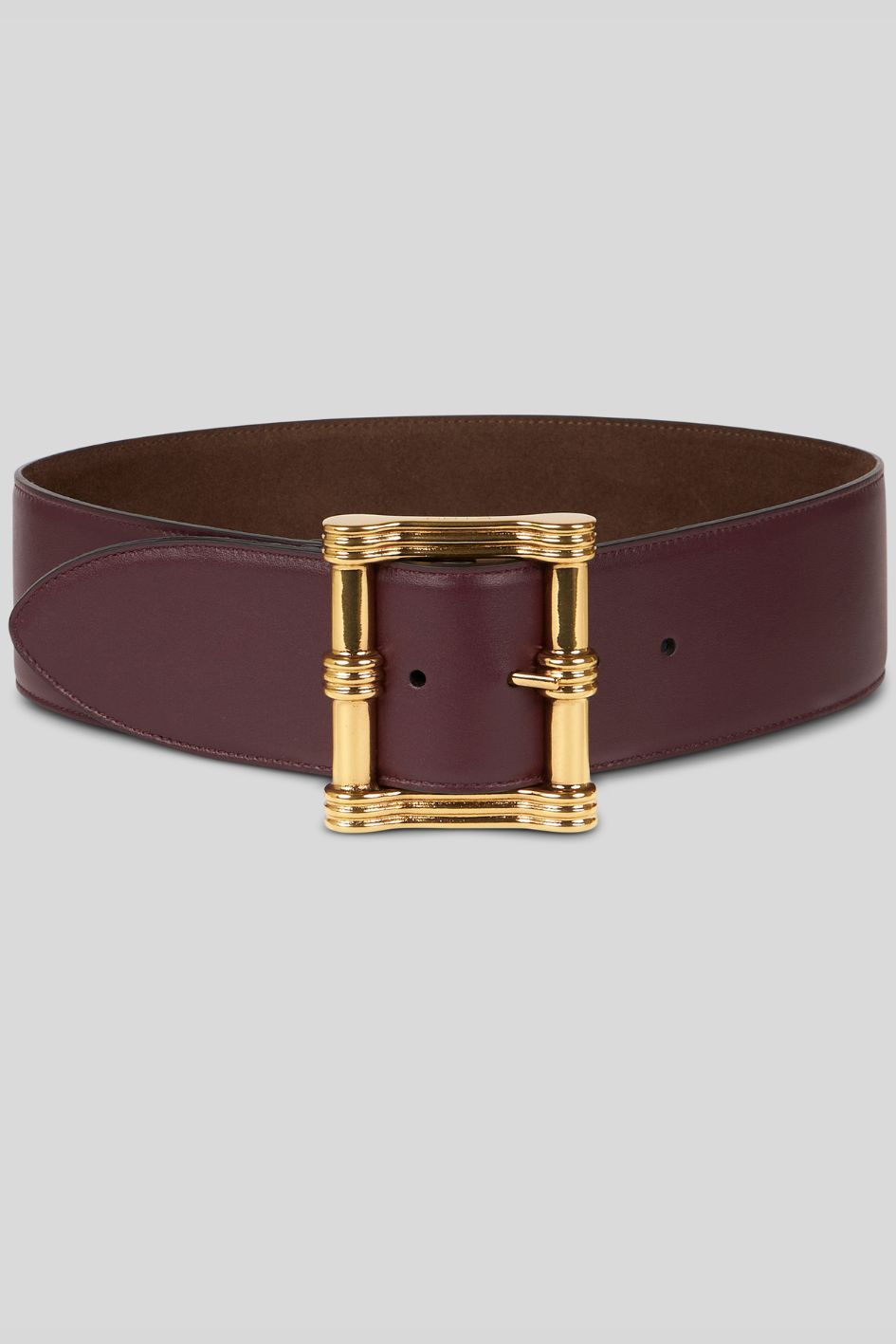 Reversible Wide Belt with Gold Buckle
