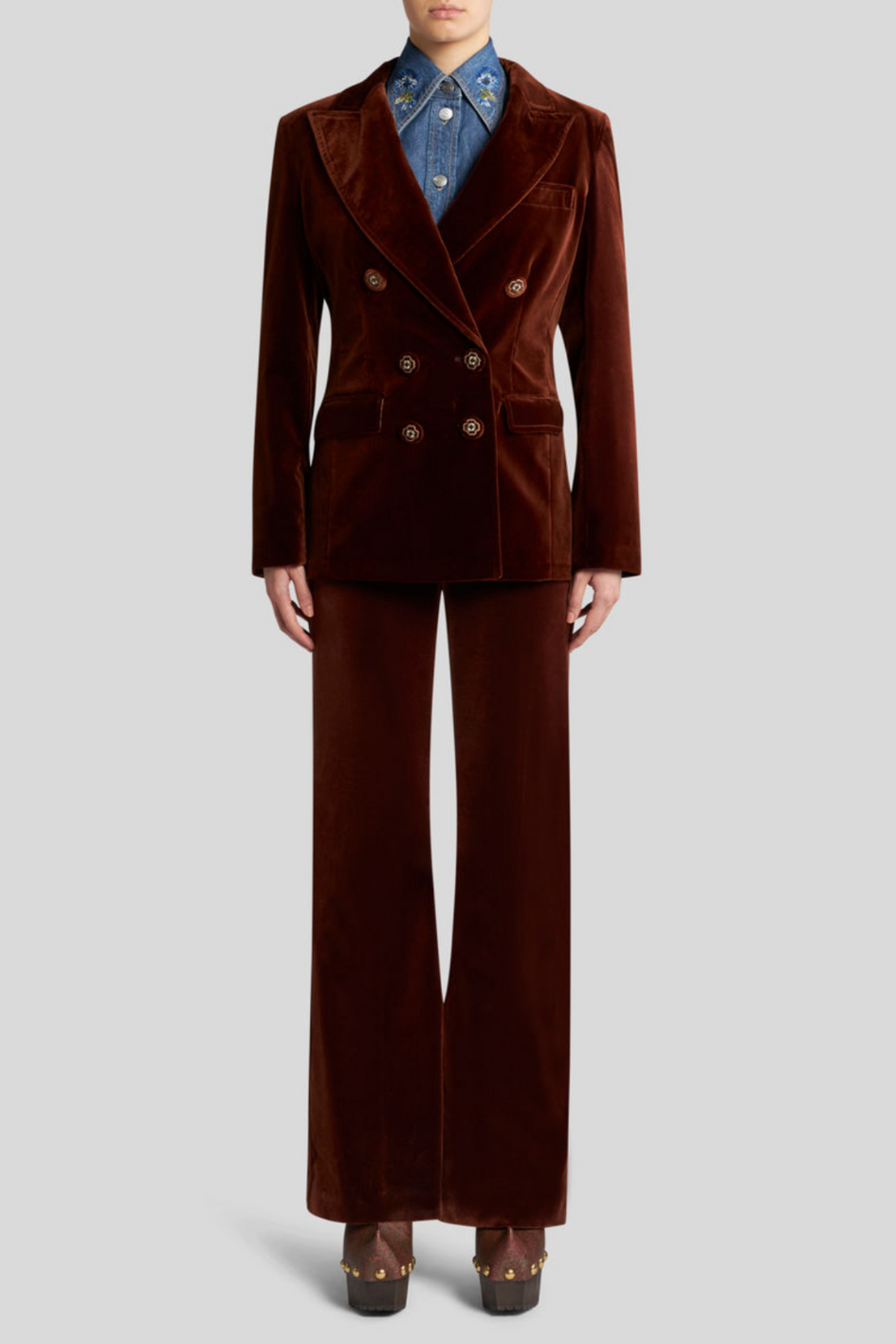 Double-breasted Blazer in Cotton Velvet