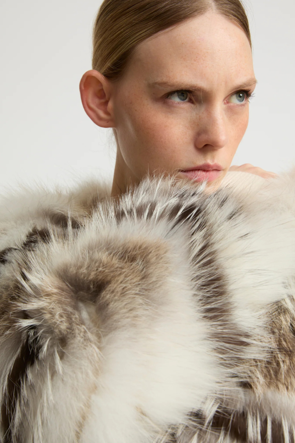 Fur cropped Jacket in Merino Knit and Fox Fur