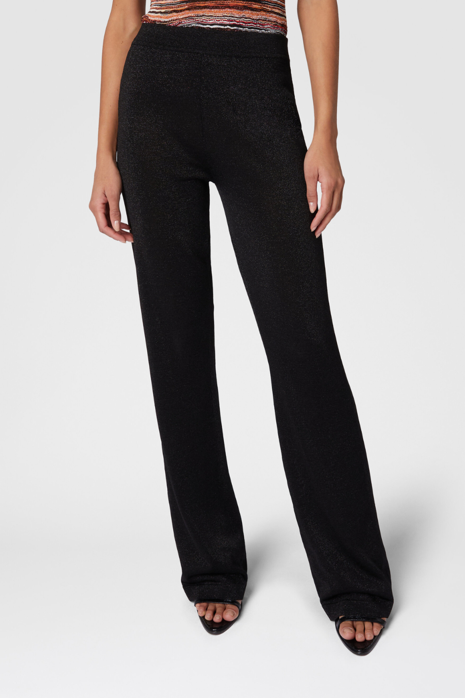 Straight trousers in lamé viscose