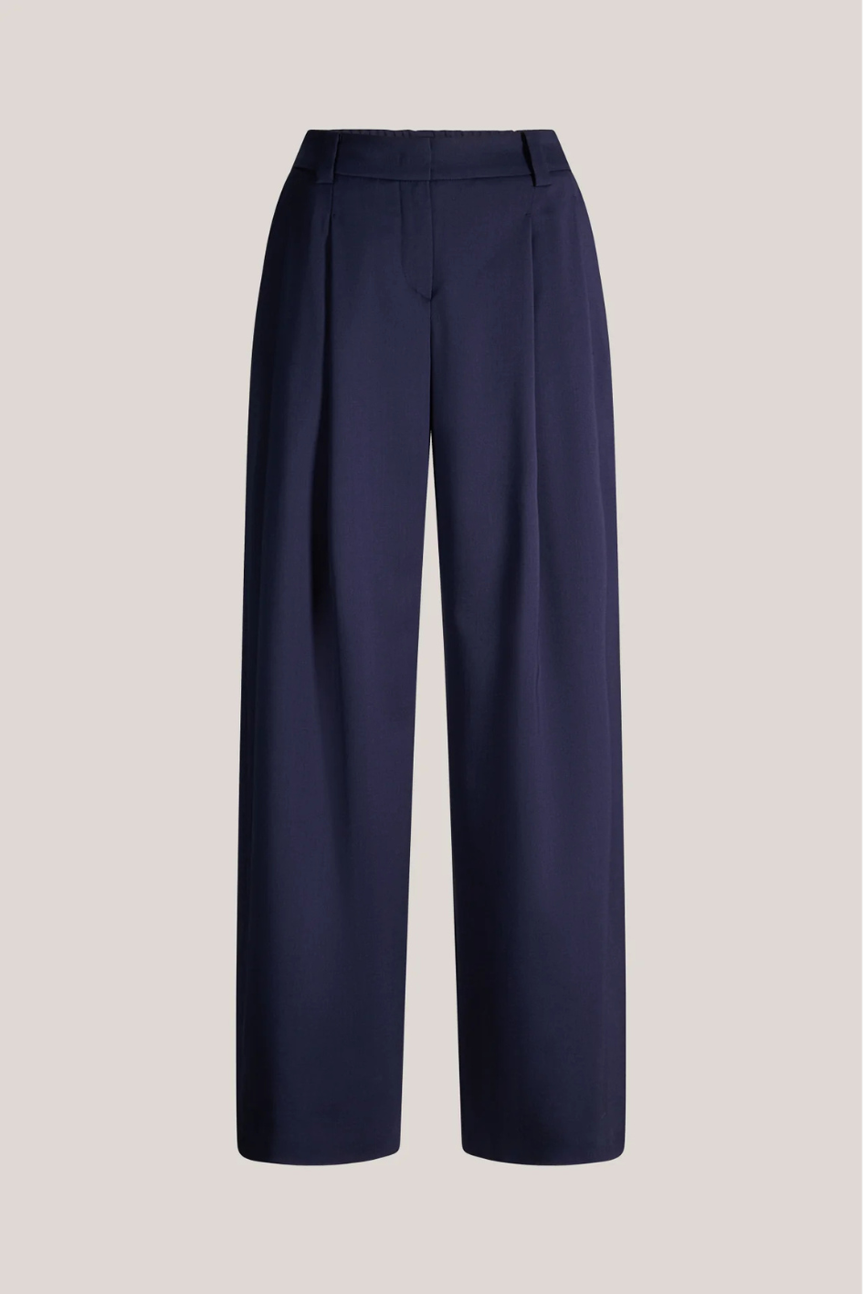 Dark Blue Virgin Wool Crepe Palazzo Pants