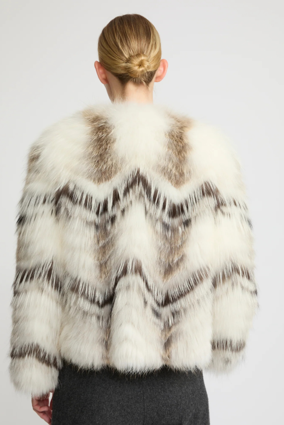 Fur cropped Jacket in Merino Knit and Fox Fur