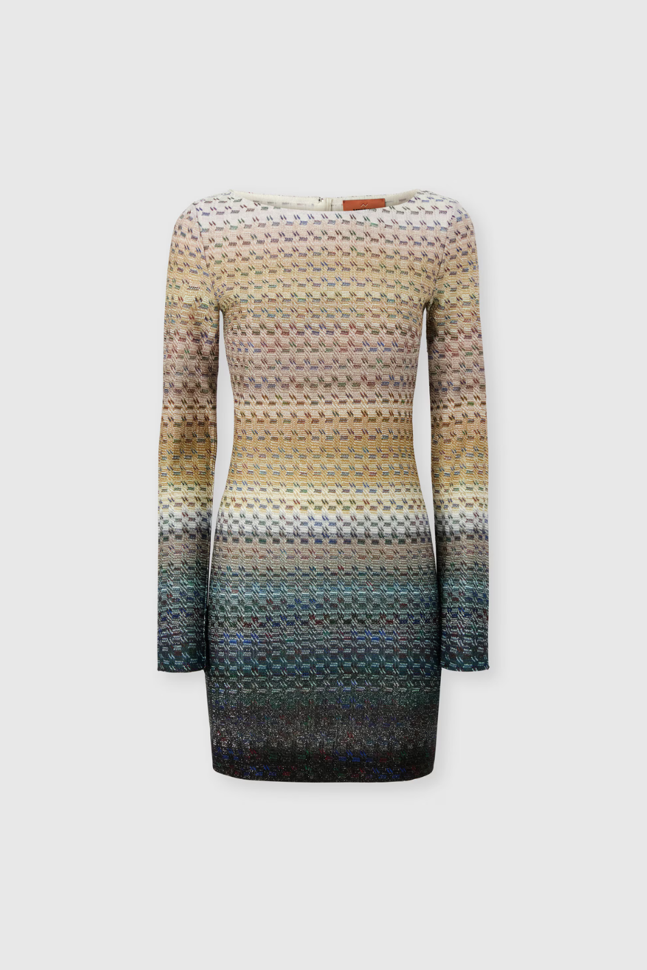 Mini boat-neck dress with staggered knit