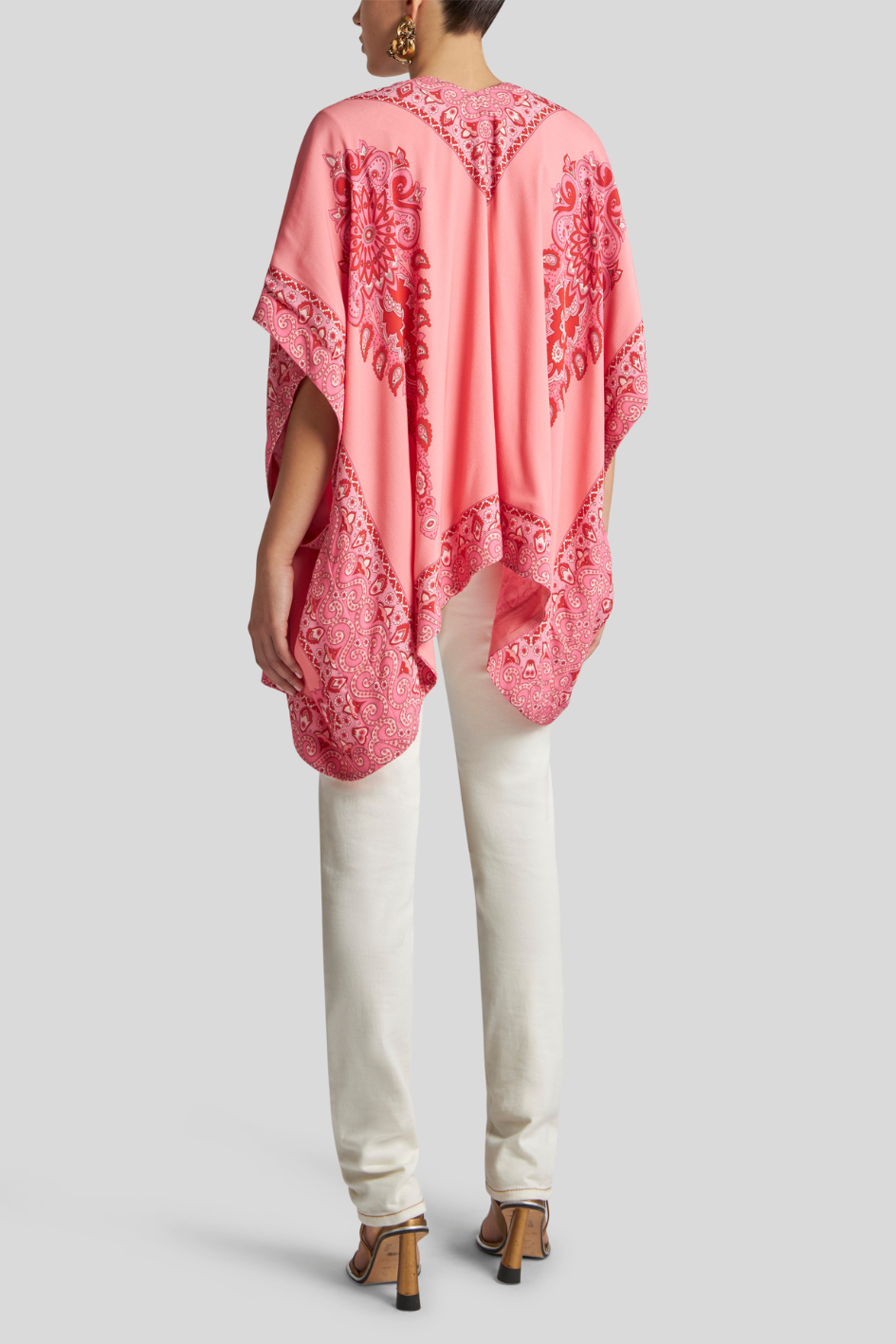 Pink Kimono with Paisley and Floral Accents