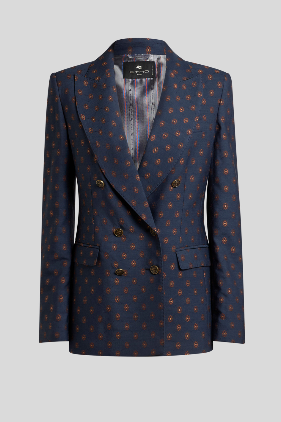 Double-Breasted Jacquard Blazer with Pattern