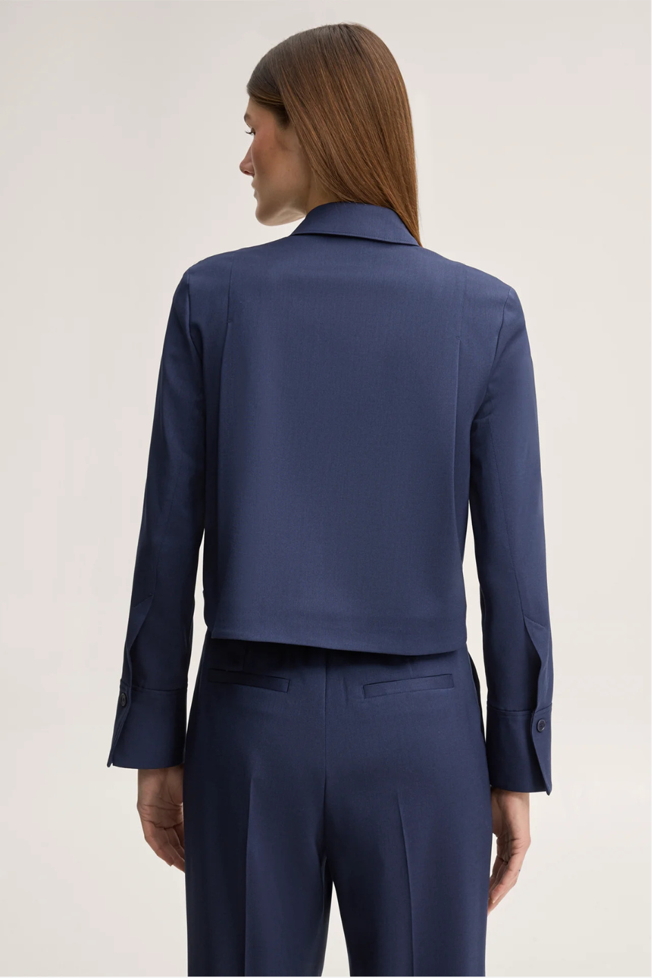 Dark Blue Virgin Wool Crepe Blouse